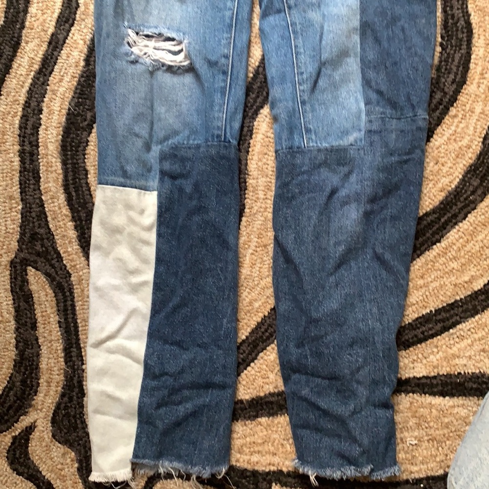 Sandro Patchwork/ Slightly Ripped Straight Jean - image 4